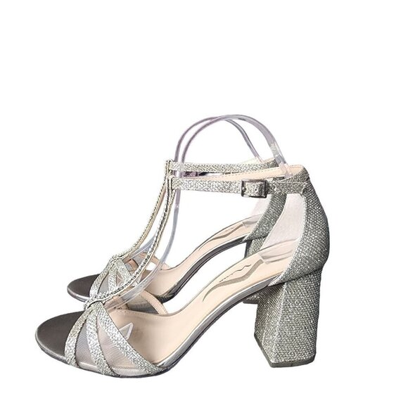 Nina Haviva Block Heel Dress Sandal Sparkle Gold Metallic Women's Size 8M - Picture 4 of 13